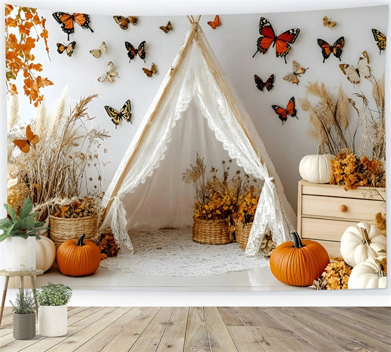 Bohemian Style Backdrop Herbst Schmetterling Zelt Hintergrund GQ57-231