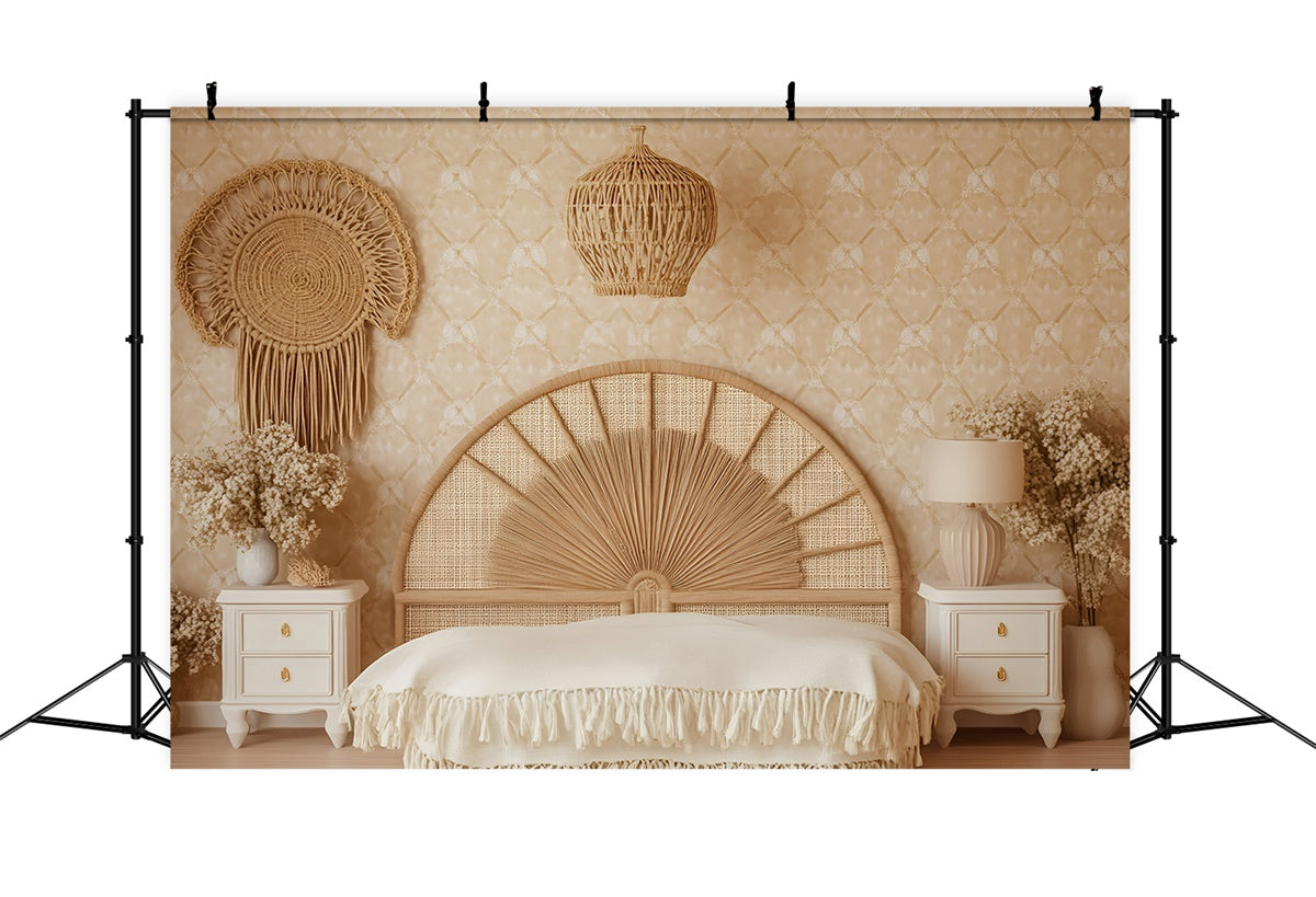 Böhmische Fotokulisse Rattan Rustikale Schlafzimmer Kulisse GQ57-232