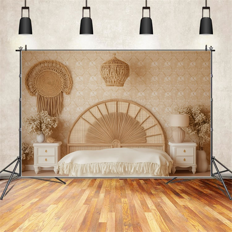 Böhmische Fotokulisse Rattan Rustikale Schlafzimmer Kulisse GQ57-232