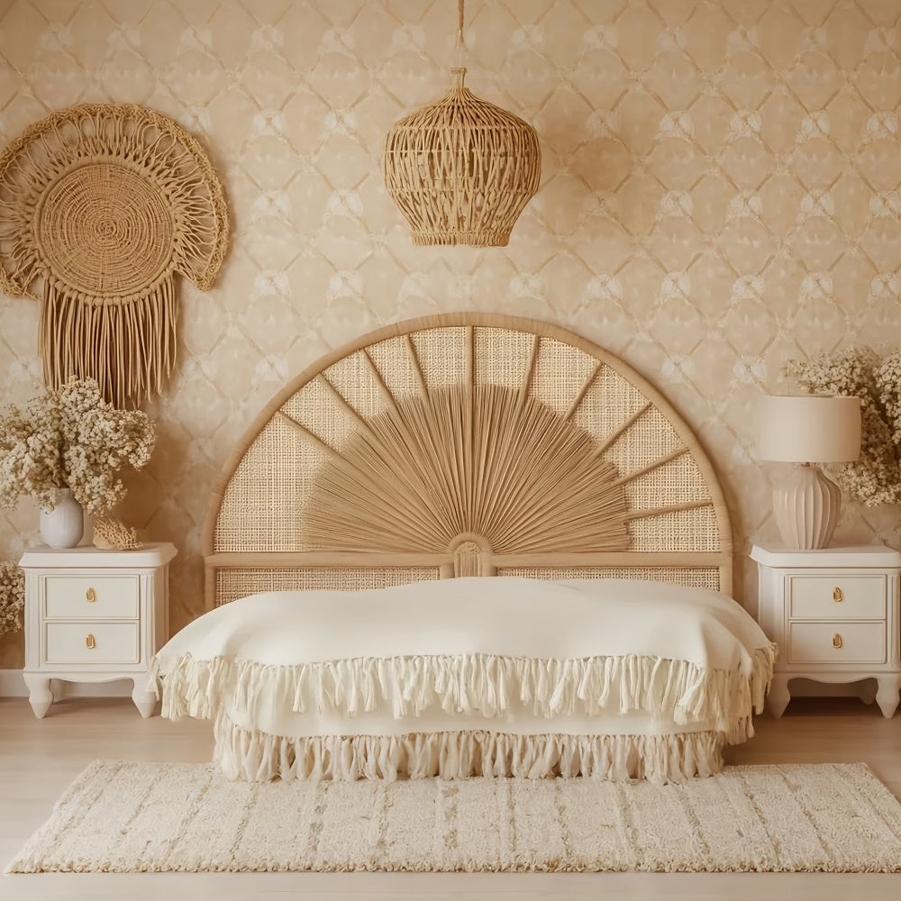 Böhmische Fotokulisse Rattan Rustikale Schlafzimmer Kulisse GQ57-232