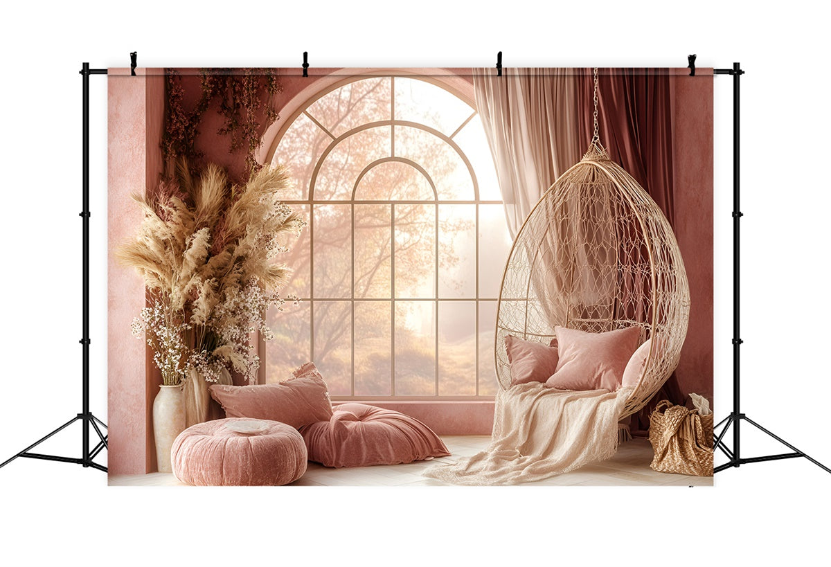 Bohemian Backdrop Soft Pink Gelassenheit Zimmer Hintergrund GQ57-233