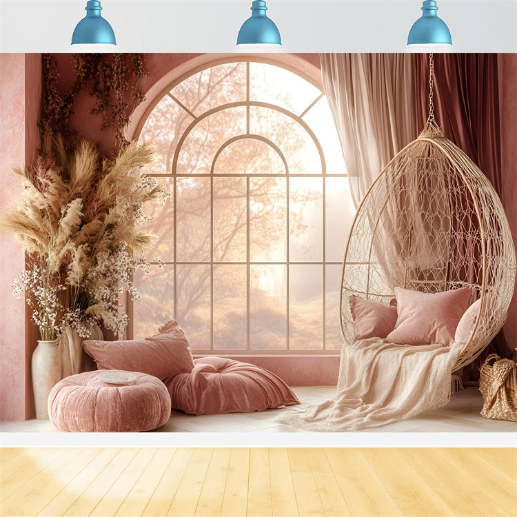 Bohemian Backdrop Soft Pink Gelassenheit Zimmer Hintergrund GQ57-233