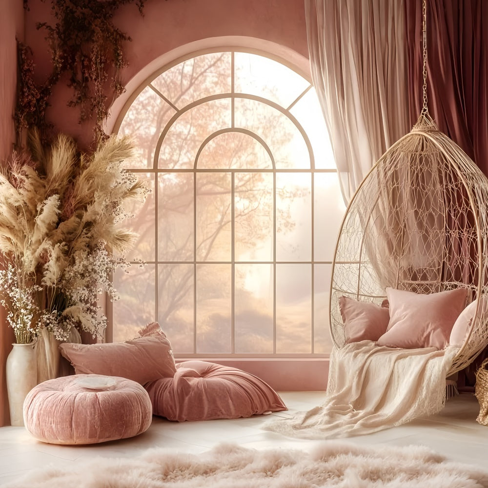 Bohemian Backdrop Soft Pink Gelassenheit Zimmer Hintergrund GQ57-233
