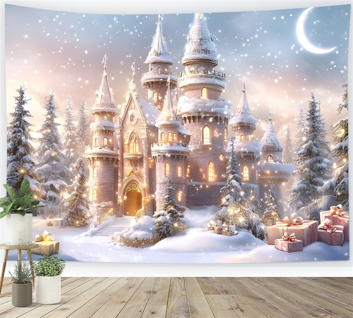 Weihnachten Backdrop für Fotos Schneefall Geschenk Palace Backdrop GQ57-26