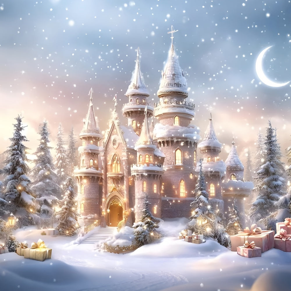 Weihnachten Backdrop für Fotos Schneefall Geschenk Palace Backdrop GQ57-26