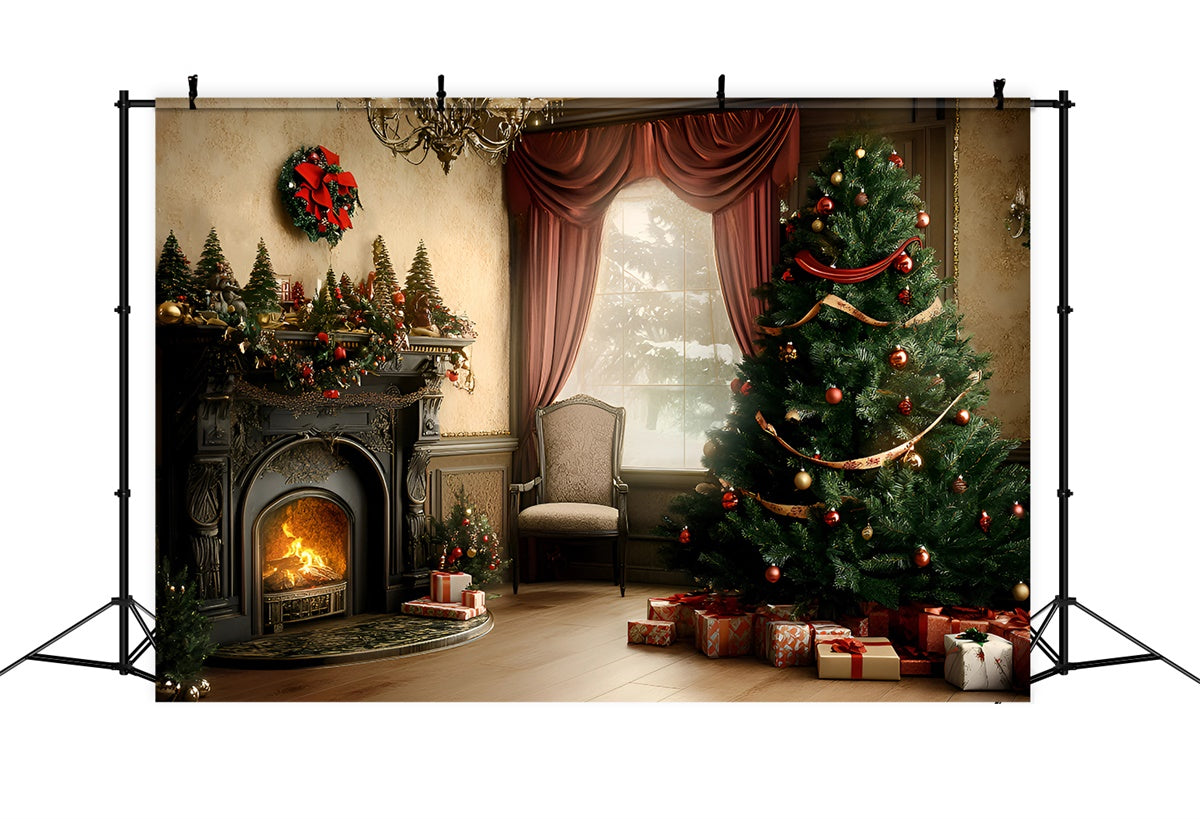 Weihnachten Kamin Backdrop Vintage Weihnachten Parlor Backdrop GQ57-44