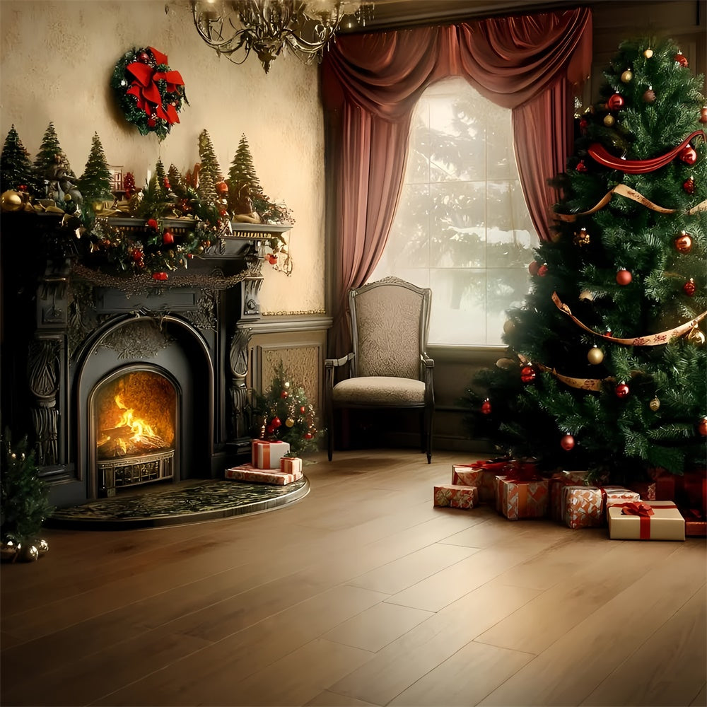 Weihnachten Kamin Backdrop Vintage Weihnachten Parlor Backdrop GQ57-44