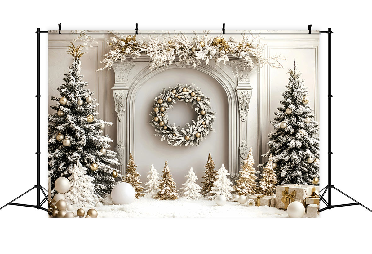 Weihnachten Backdrop Ideen Golden Pine Winter Herd Hintergrund GQ57-46