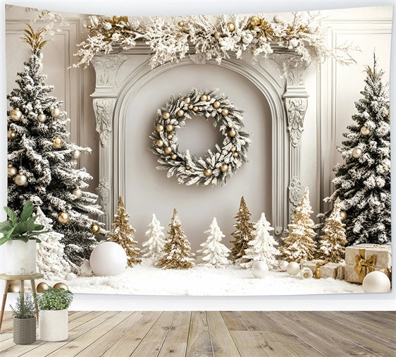Weihnachten Backdrop Ideen Golden Pine Winter Herd Hintergrund GQ57-46