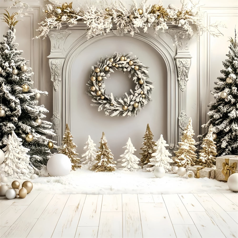 Weihnachten Backdrop Ideen Golden Pine Winter Herd Hintergrund GQ57-46