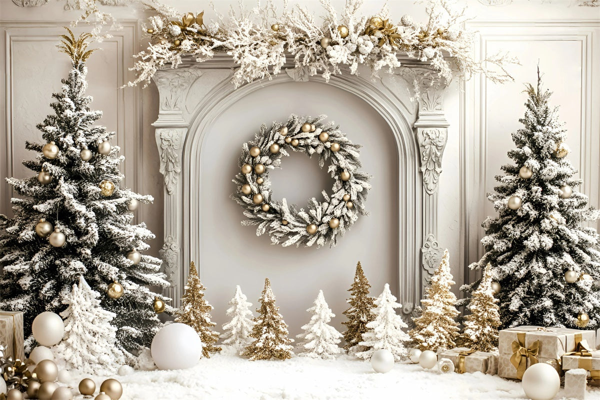 Weihnachten Backdrop Ideen Golden Pine Winter Herd Hintergrund GQ57-46
