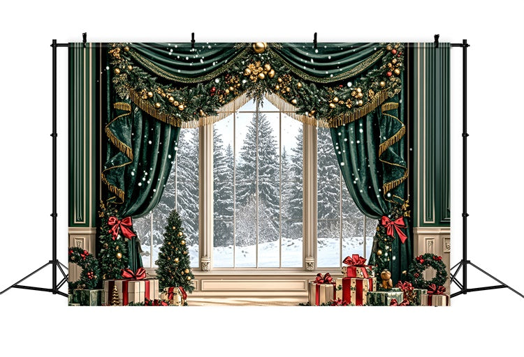 Weihnachten Backdrops Verkauf Golden Garland Drapes Backdrop GQ57-47