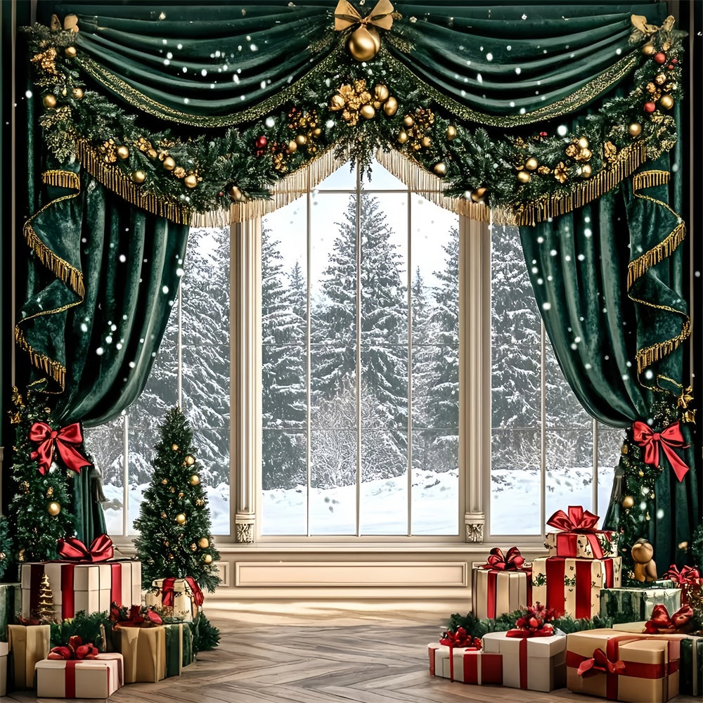 Weihnachten Backdrops Verkauf Golden Garland Drapes Backdrop GQ57-47