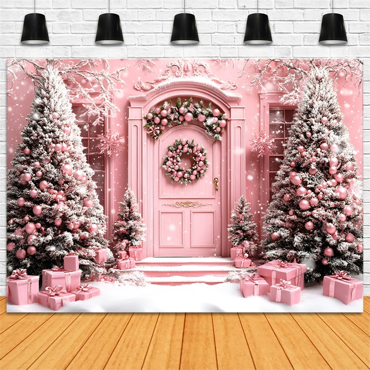 Weihnachten Backdrops Whimsical Pink Holiday Winter Backdrop GQ57-49