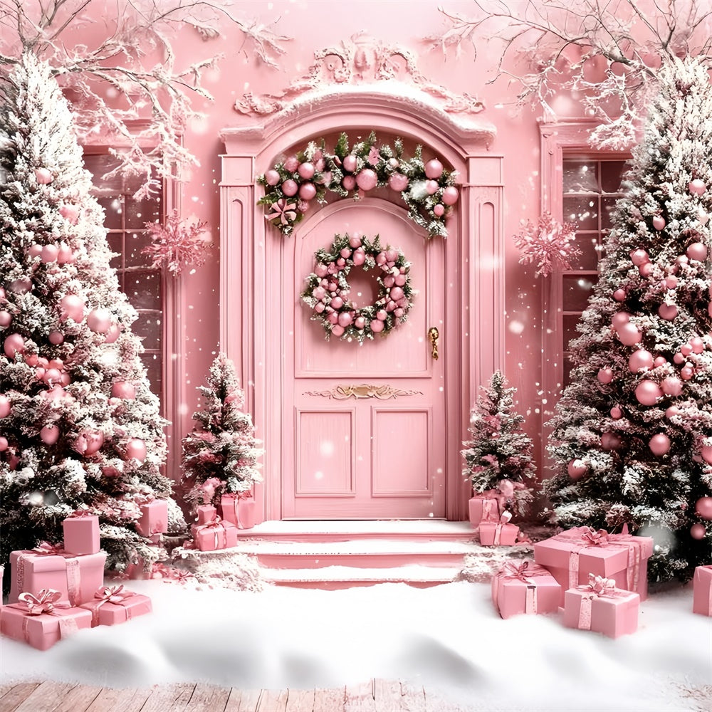 Weihnachten Backdrops Whimsical Pink Holiday Winter Backdrop GQ57-49