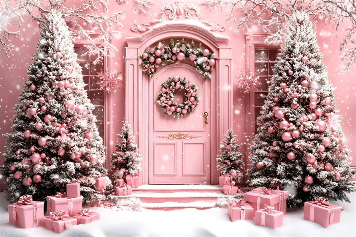 Weihnachten Backdrops Whimsical Pink Holiday Winter Backdrop GQ57-49
