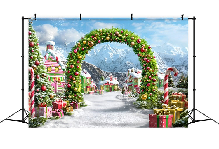 Weihnachtsdorf Hintergrundkulisse Candy Arch Street Hintergrundkulisse GQ57-6