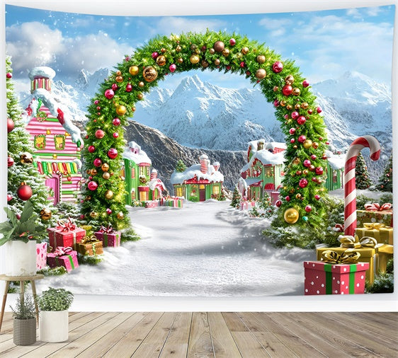 Weihnachtsdorf Hintergrundkulisse Candy Arch Street Hintergrundkulisse GQ57-6