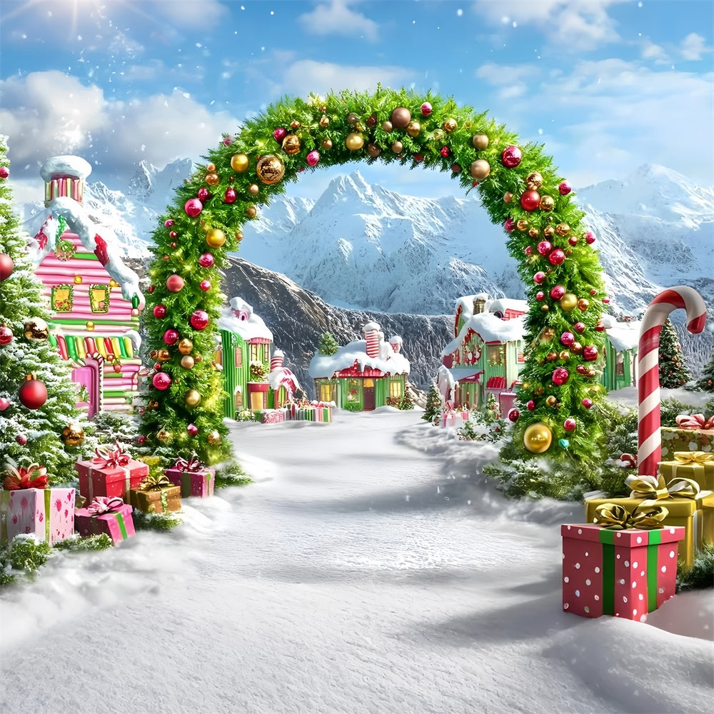 Weihnachtsdorf Hintergrundkulisse Candy Arch Street Hintergrundkulisse GQ57-6