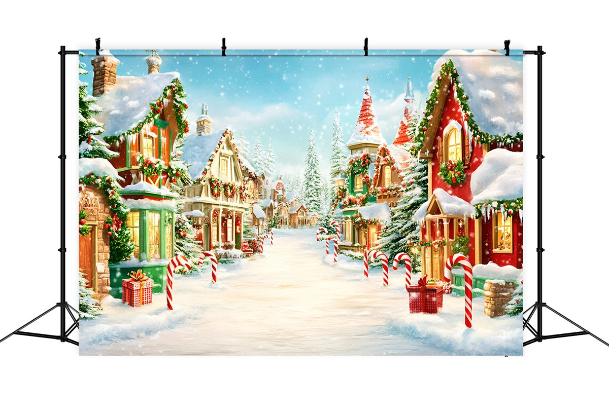 Weihnachtsdorf Backdrop Twinkling Cottages Backdrop GQ57-8