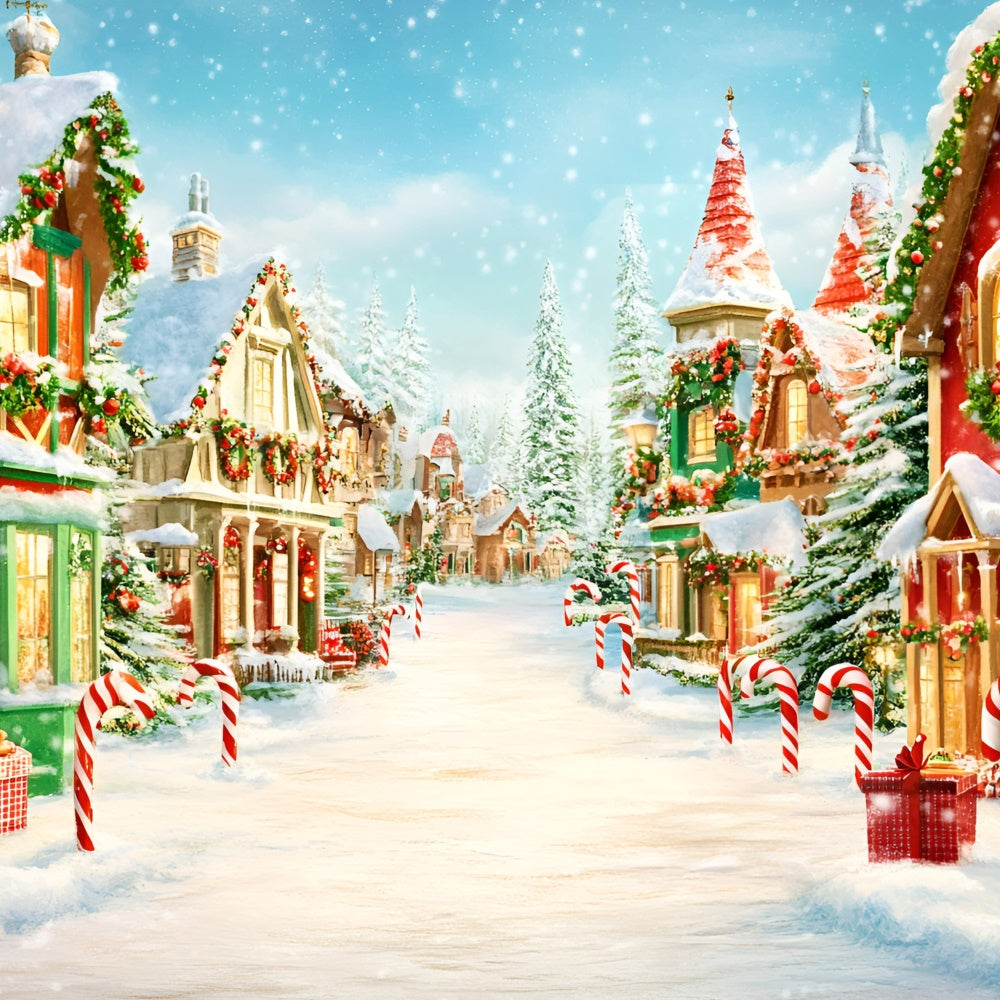 Weihnachtsdorf Backdrop Twinkling Cottages Backdrop GQ57-8