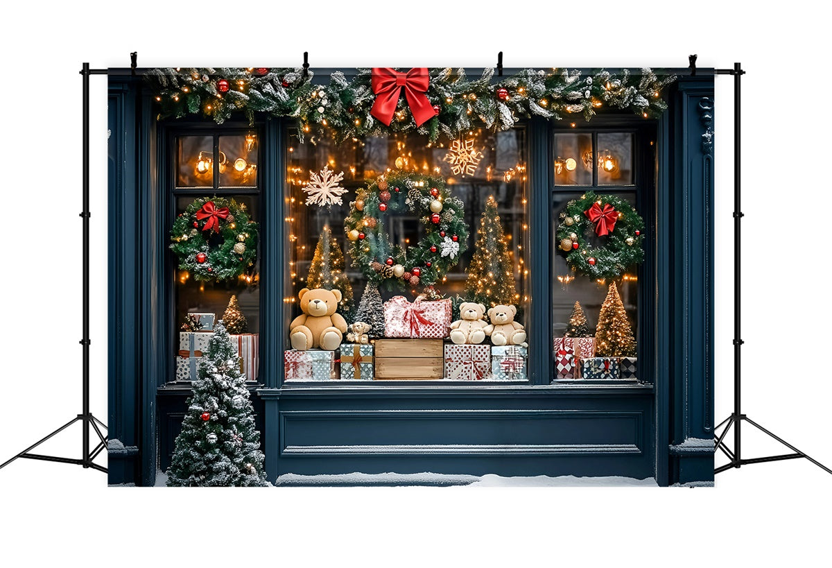 Weihnachten Fotografie Backdrops Teddy Holiday Window Backdrop GQ57-9