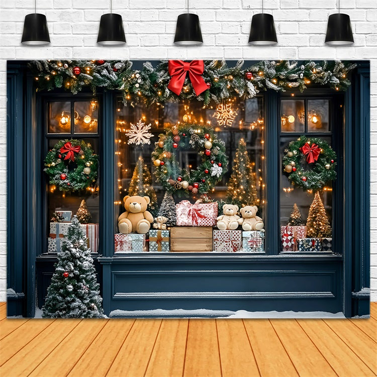 Weihnachten Fotografie Backdrops Teddy Holiday Window Backdrop GQ57-9