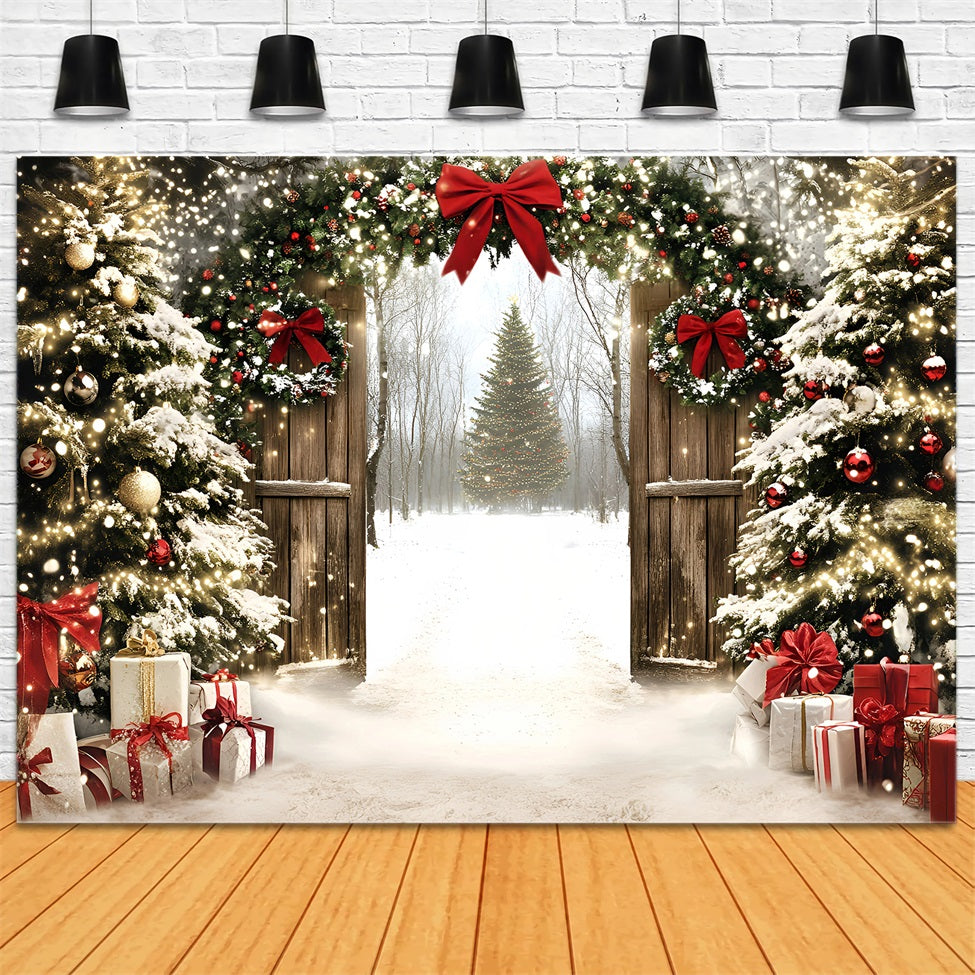 Holiday Studiohintergrund Glitzernde Weihnachten Tor Wald Weihnachtsbaum Backdrop GQ58-1