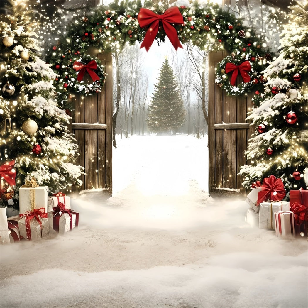 Holiday Studiohintergrund Glitzernde Weihnachten Tor Wald Weihnachtsbaum Backdrop GQ58-1
