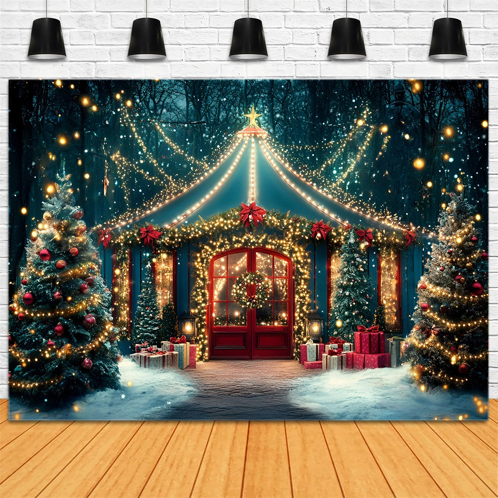 Weihnachten Studiohintergrund Verkauf Enchanted Christmas Pavilion Lichter Weihnachten FotoFotohintergrund GQ58-11