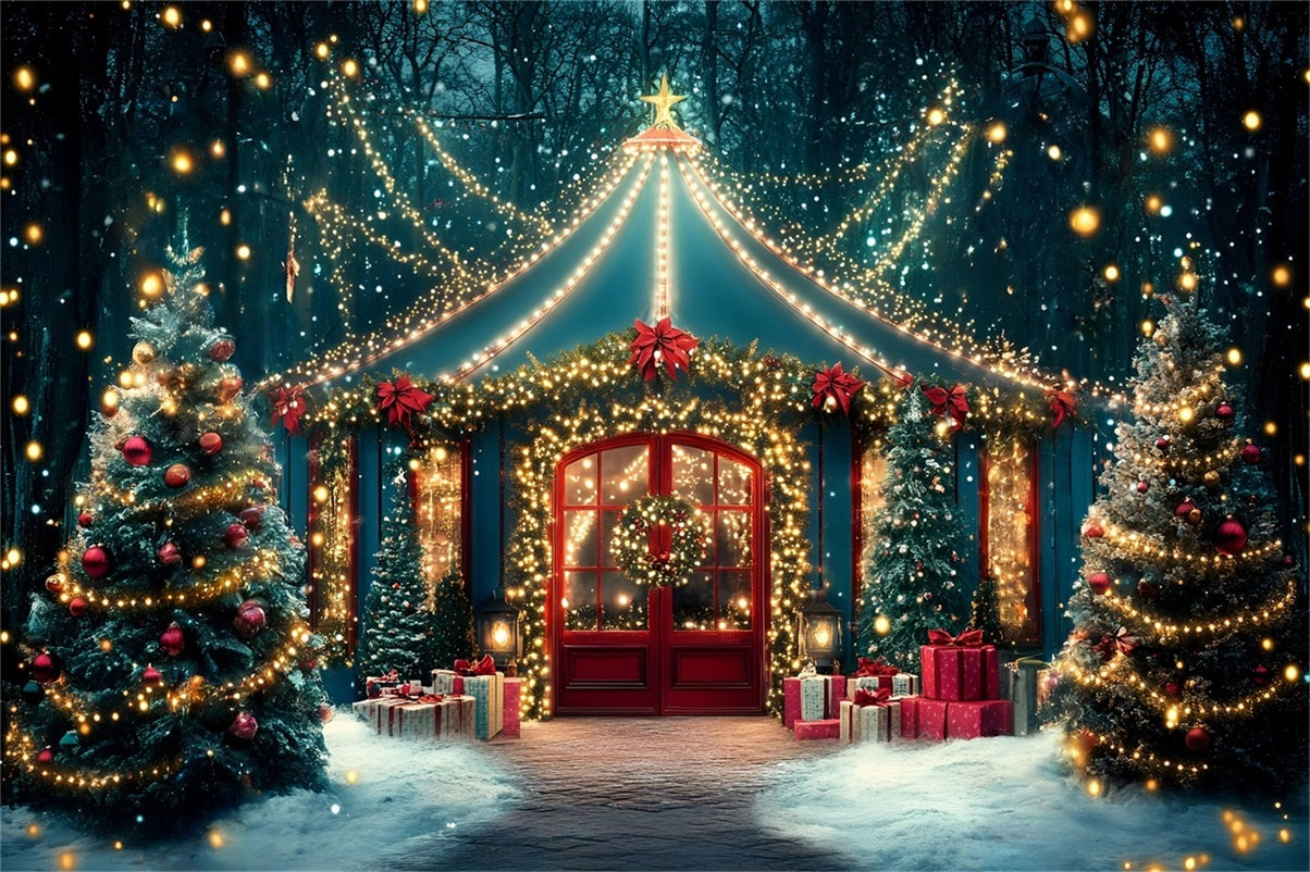 Weihnachten Studiohintergrund Verkauf Enchanted Christmas Pavilion Lichter Weihnachten FotoFotohintergrund GQ58-11