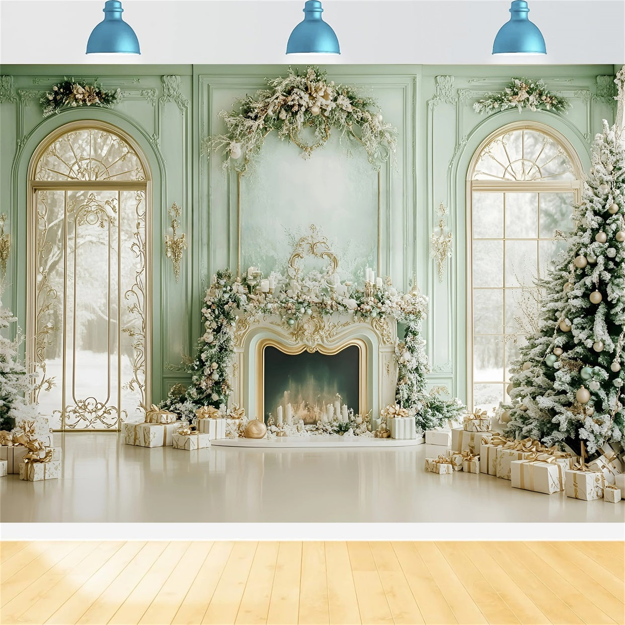 Weihnachten Kamin Fotohintergrund Fresh Grün Schneey Windows Weihnachten Fotohintergrund für Fotos GQ58-19