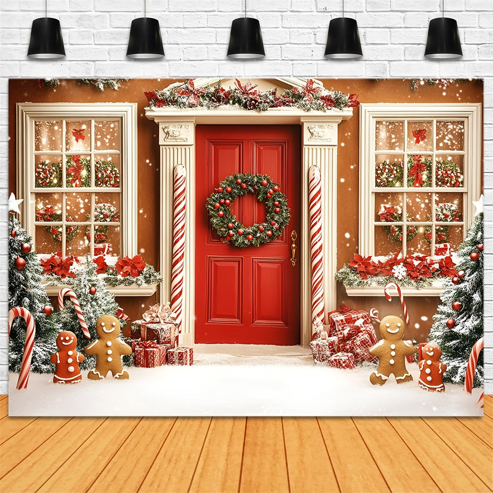 Lebkuchen Backdrop Zuckerstange Lebkuchenhaustür Weihnachten Studiohintergrund Verkauf GQ58-31