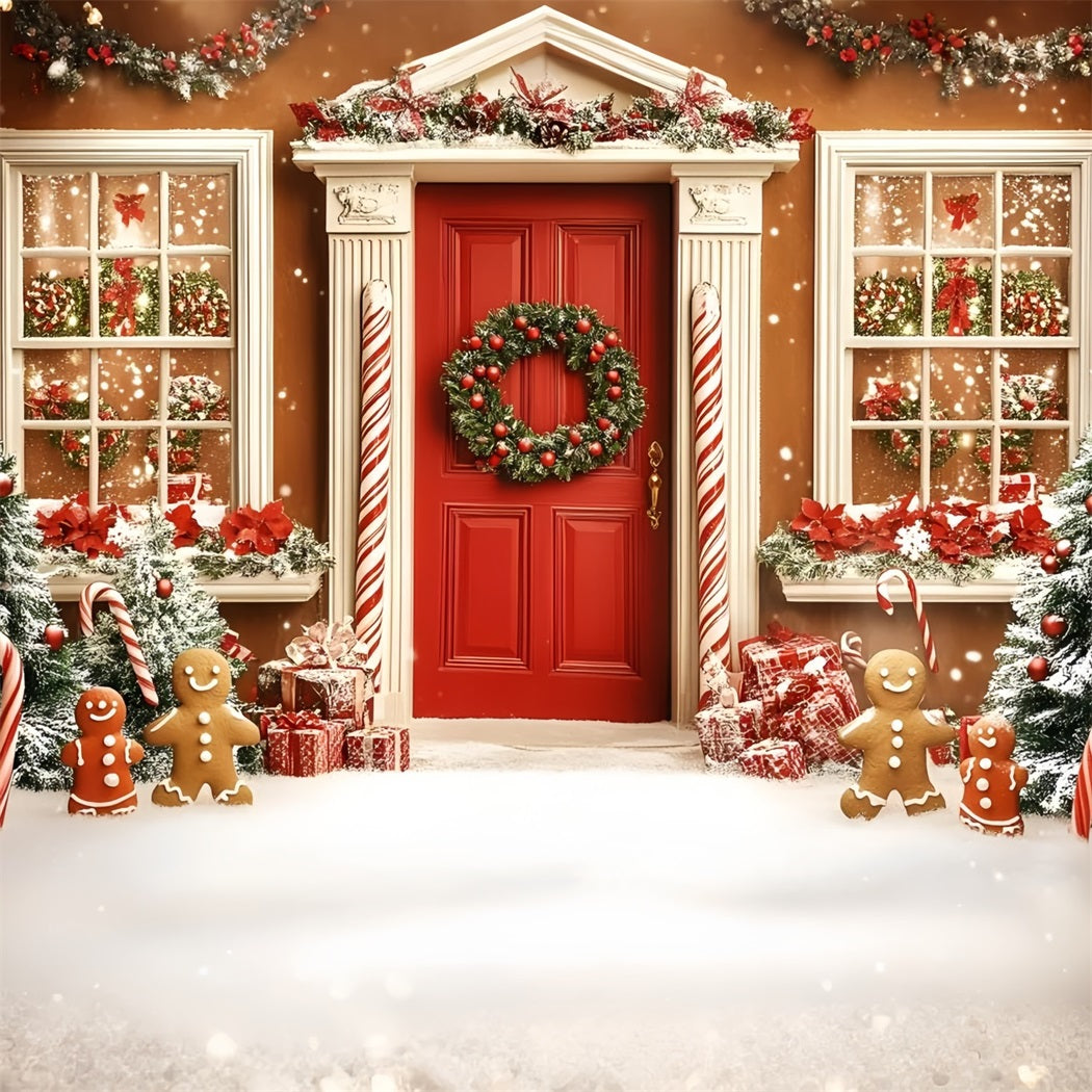 Lebkuchen Backdrop Zuckerstange Lebkuchenhaustür Weihnachten Studiohintergrund Verkauf GQ58-31