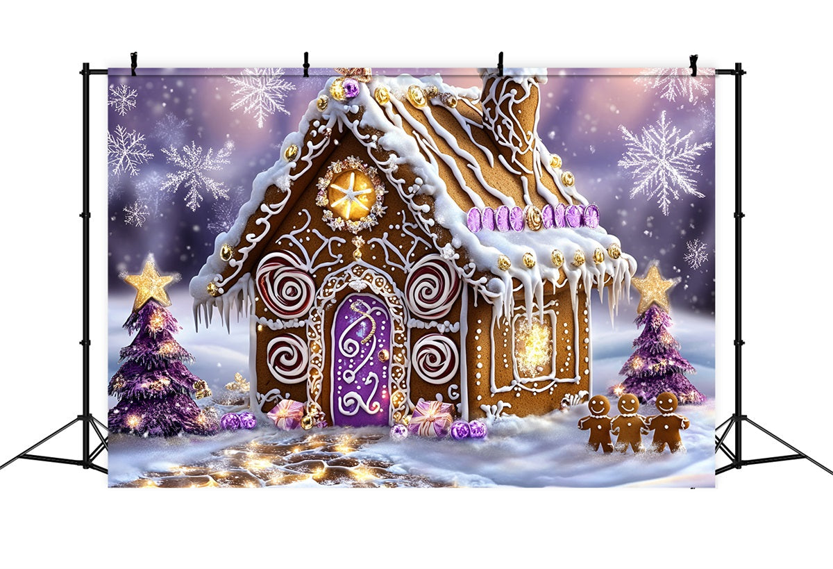 Lebkuchen Backdrop Lila Strudel Candy Cottage Wonderland Weihnachten Studiohintergrund 10x10 GQ58-34