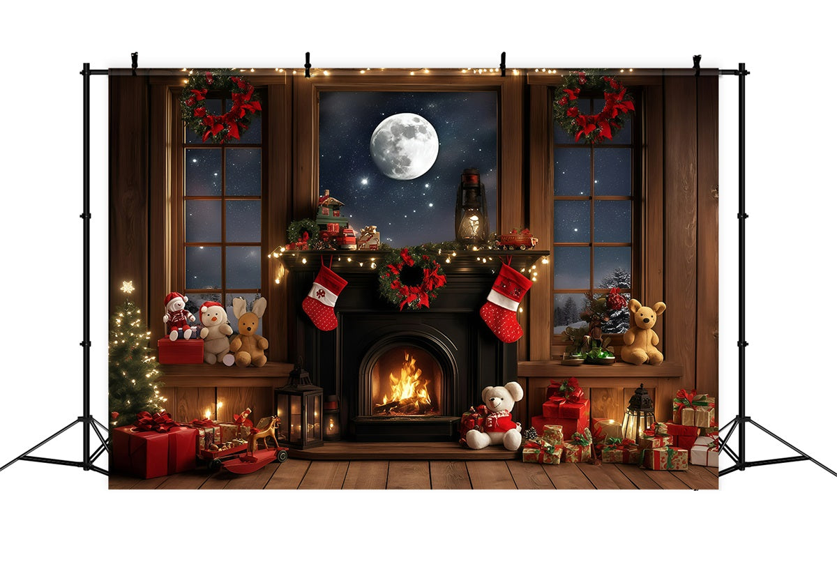 Holiday Photo Backdrop VollMoon Kamin Gemütliche Weihnachten Weihnachten Studiohintergrund 10x10 GQ58-36