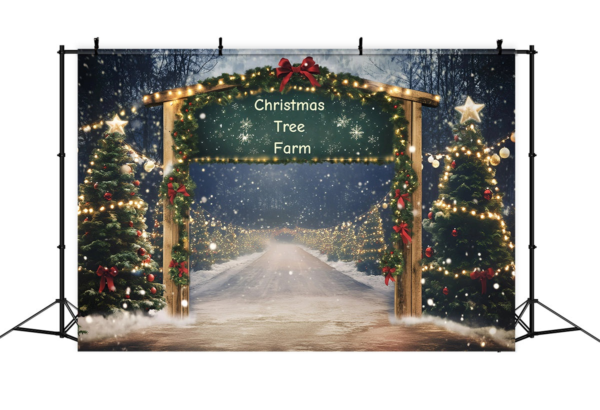 Weihnachtsbaum Bauernhof Fotohintergrund Holiday Archway Eingang mit Girlande Weihnachtsdorf Fotohintergrund GQ58-49