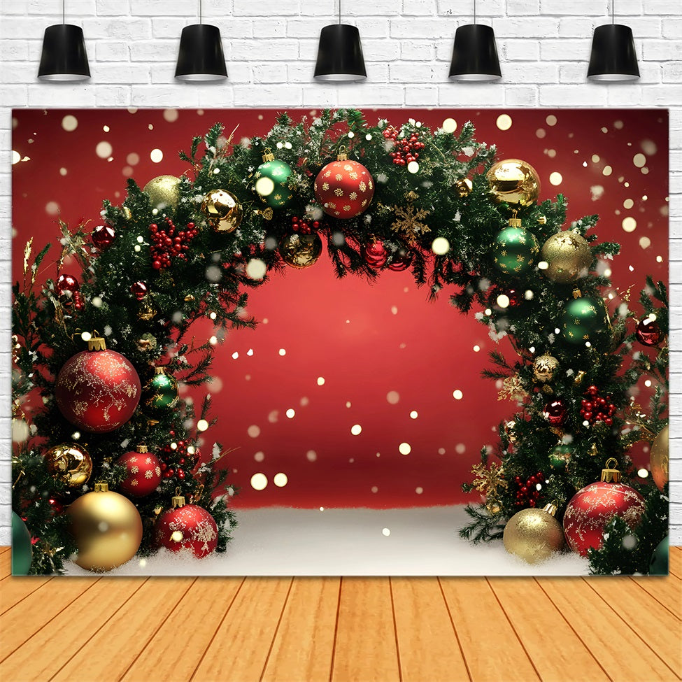Holiday Studiohintergrund Rote Ornamentgirlande Bogengang Rote Weihnachtskulisse GQ58-5