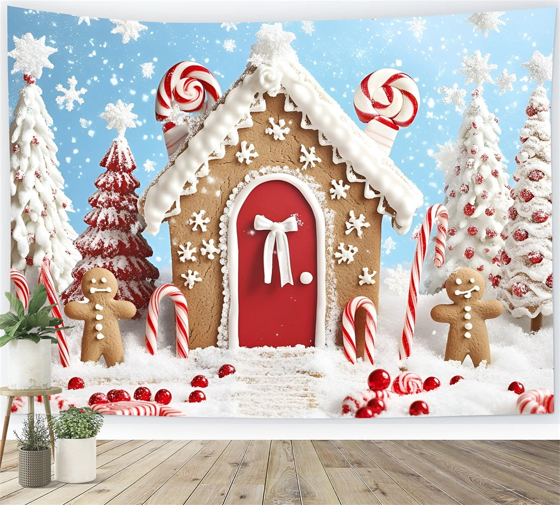Lebkuchenhaus Backdrop Zuckerstange Lebkuchenhaus Weihnachten Studiohintergrund GQ58-7
