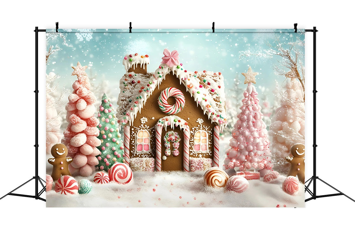 Lebkuchenhaus Backdrop Sweet Wonderland Candy Forest WeihnachtsFotohintergrund GQ58-9