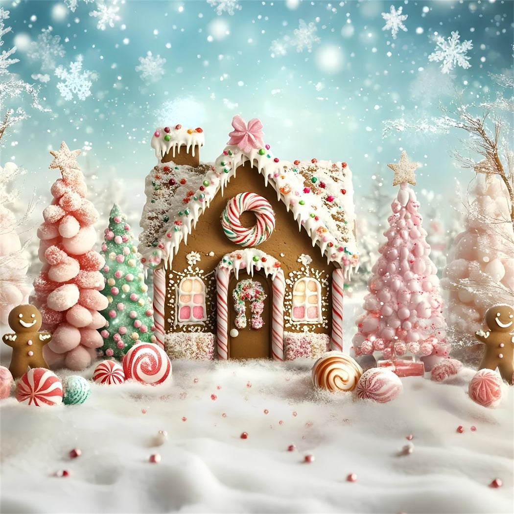 Lebkuchenhaus Backdrop Sweet Wonderland Candy Forest WeihnachtsFotohintergrund GQ58-9