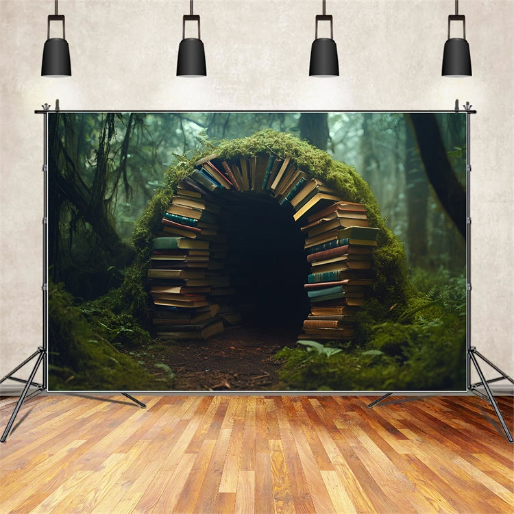 Back To School Fotohintergrund Mossy Library Portal Backdrop GQ6-131