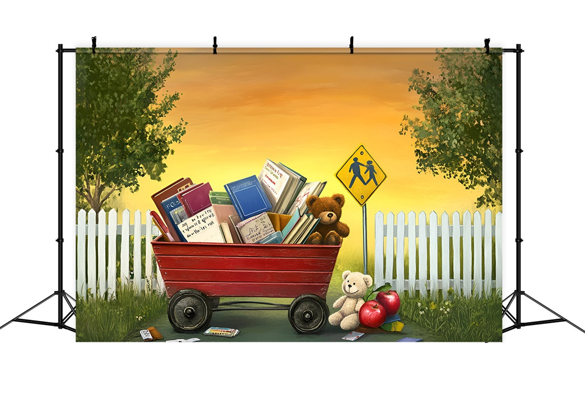Back To School Backdrop Bücher Bären Willkommen Backdrop GQ6-132