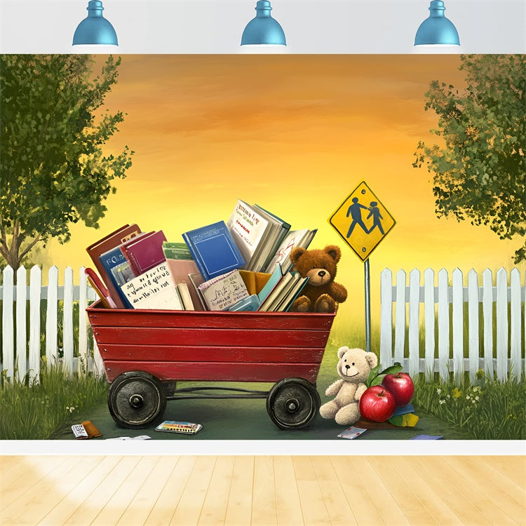Back To School Backdrop Bücher Bären Willkommen Backdrop GQ6-132