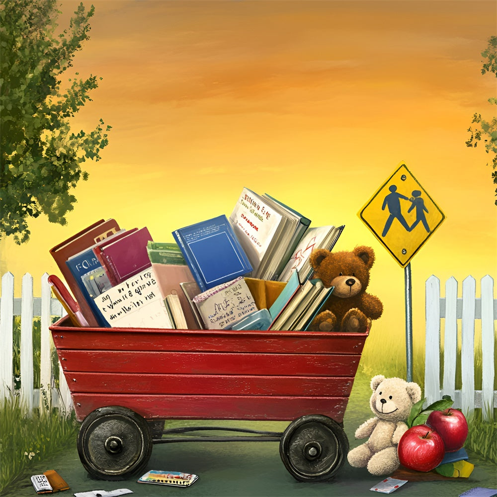 Back To School Backdrop Bücher Bären Willkommen Backdrop GQ6-132