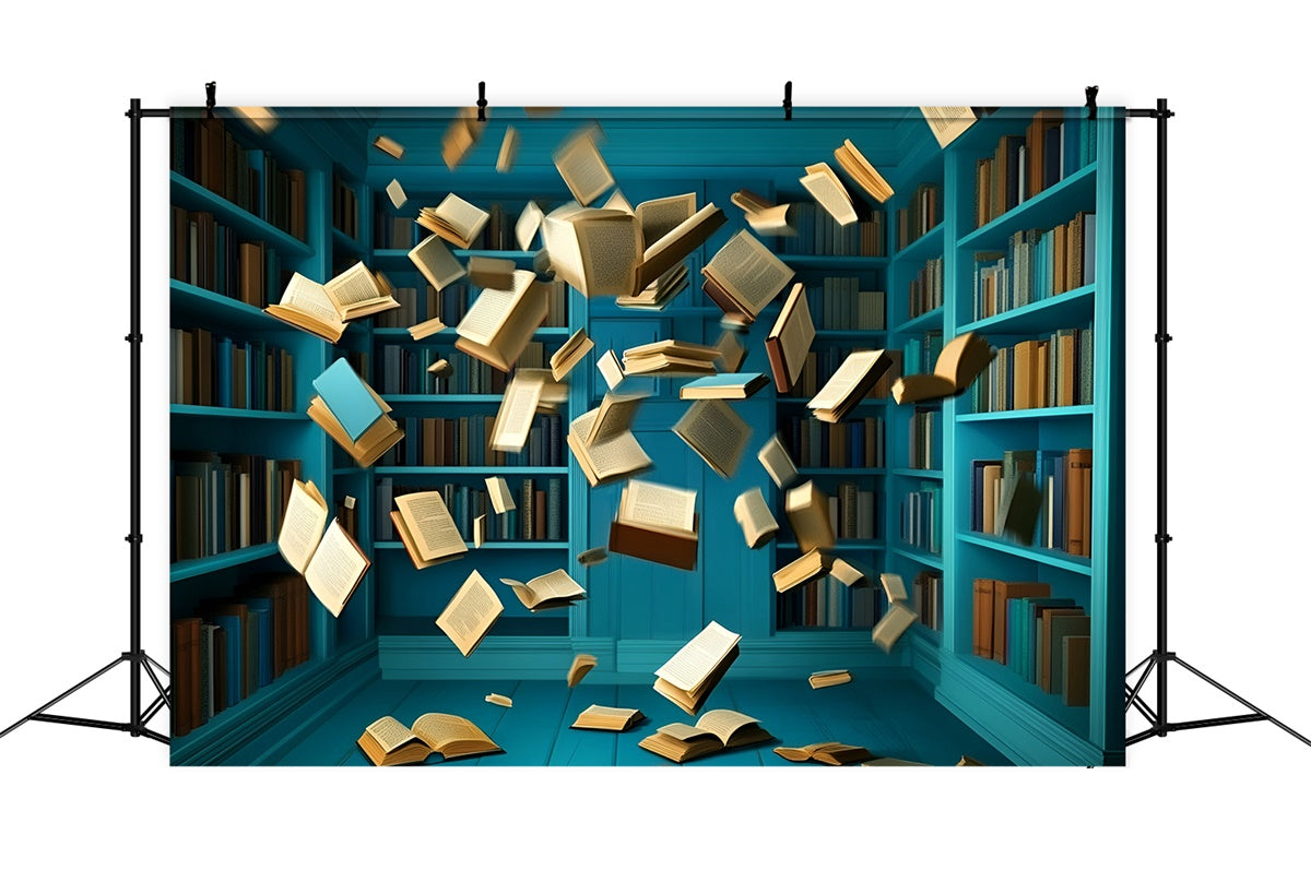 Schulfoto-Hintergrund Bookstorm Blauer Raum-Hintergrund GQ6-133