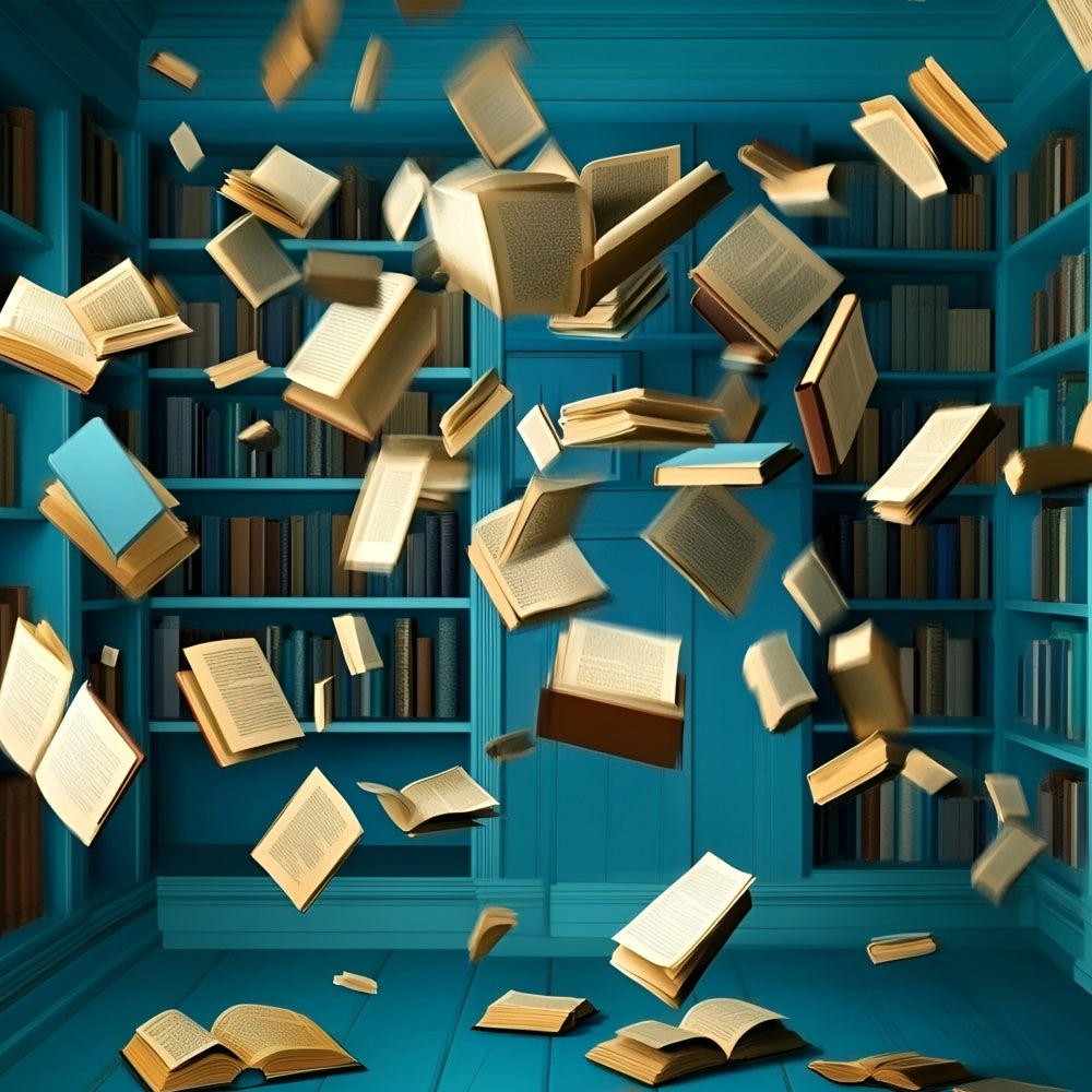 Schulfoto-Hintergrund Bookstorm Blauer Raum-Hintergrund GQ6-133