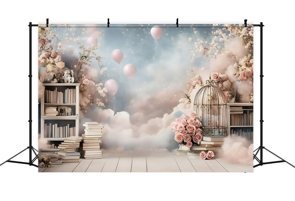 Back To School Fotokulisse Dreamy Rose Bibliothek Hintergrund GQ6-136