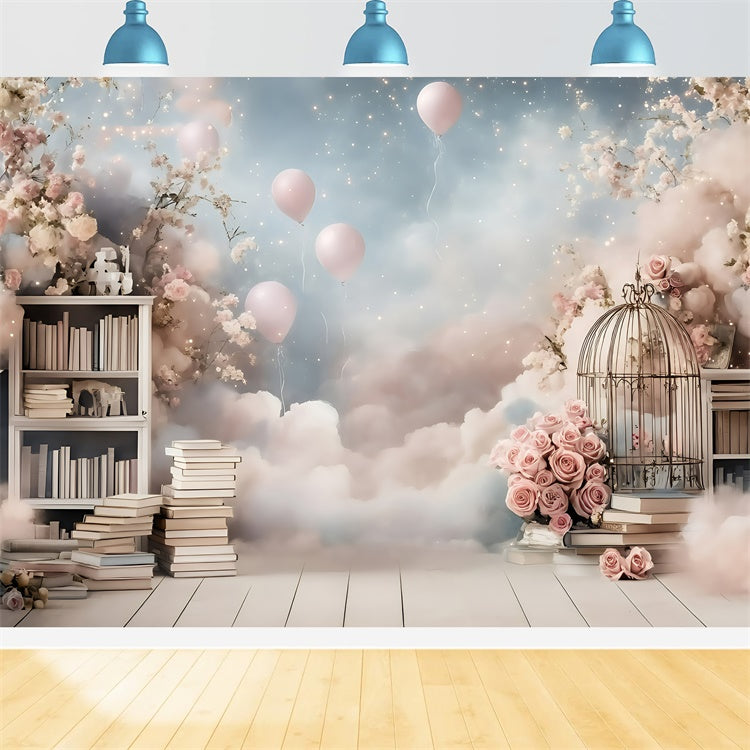 Back To School Fotokulisse Dreamy Rose Bibliothek Hintergrund GQ6-136
