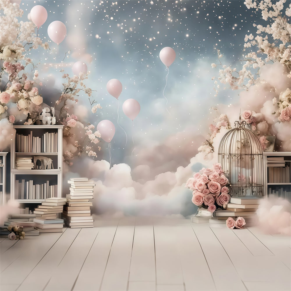 Back To School Fotokulisse Dreamy Rose Bibliothek Hintergrund GQ6-136